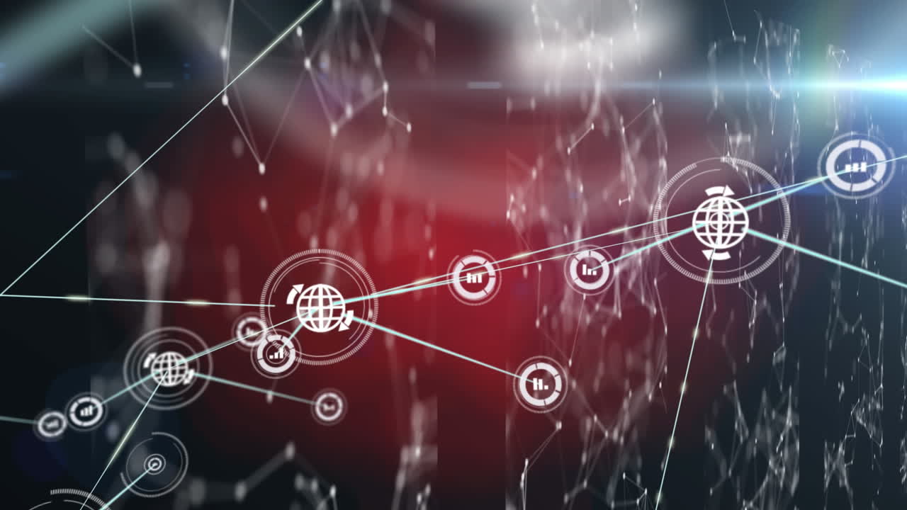 검은색 배경에 연결 네트워크의 애니메이션