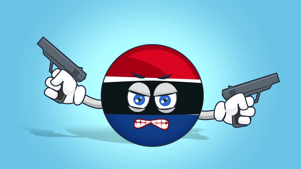 Cartoon Icon Flag Netherlands Holland Bad Bandit with Face Animation with Alpha Matte