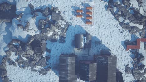 arial view of antarctic base and scientific research station