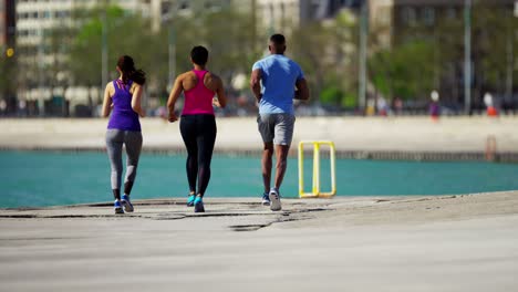 multi ethnic male and females running outdoors chicago