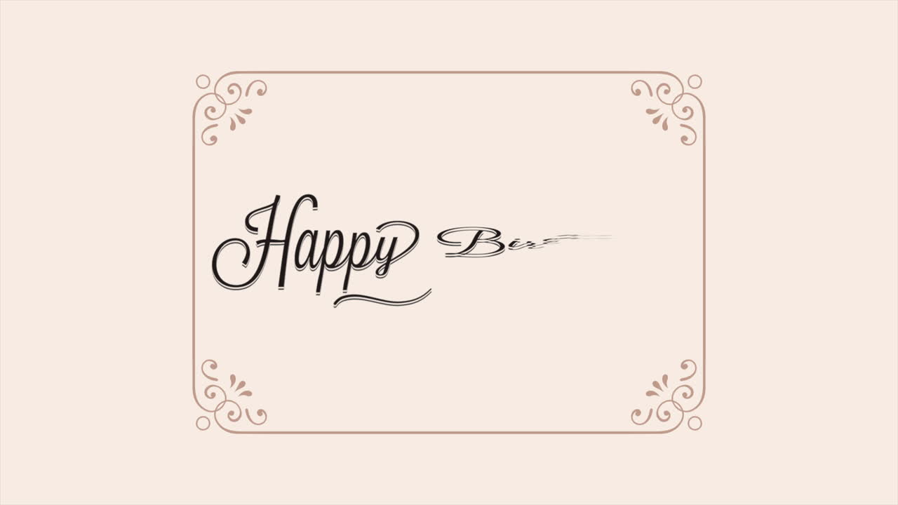 꽃으로 된 생일 카드, 글씨로 된 생일 축하 메시지, 베이지색 배경