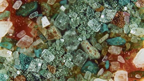 a captivating close-up of vibrant minerals and crystals highlighting their unique textures and colors in an enticing scene of natural beauty