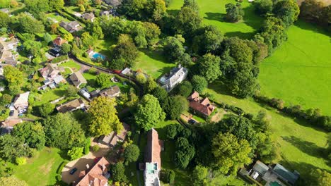 high altitude drone shot of an picturesque village