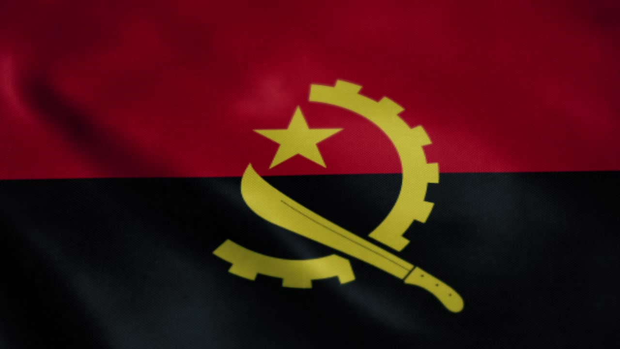 Flag of Angola, slow motion waving. Looping animation. Ideal for sport events, led screen, international competitions, motion graphics etc