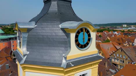 aerial view of a clock tower in a european city