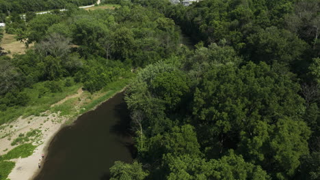 Paso-Elevado-Aéreo-Bosque-Del-Río-Zumbro-En-Oronoco,-Minnesota,-Estados-Unidos,-Adelante,-Día