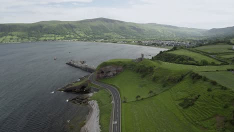 waterfoot village and beach on the causeway coastal route, northern ireland