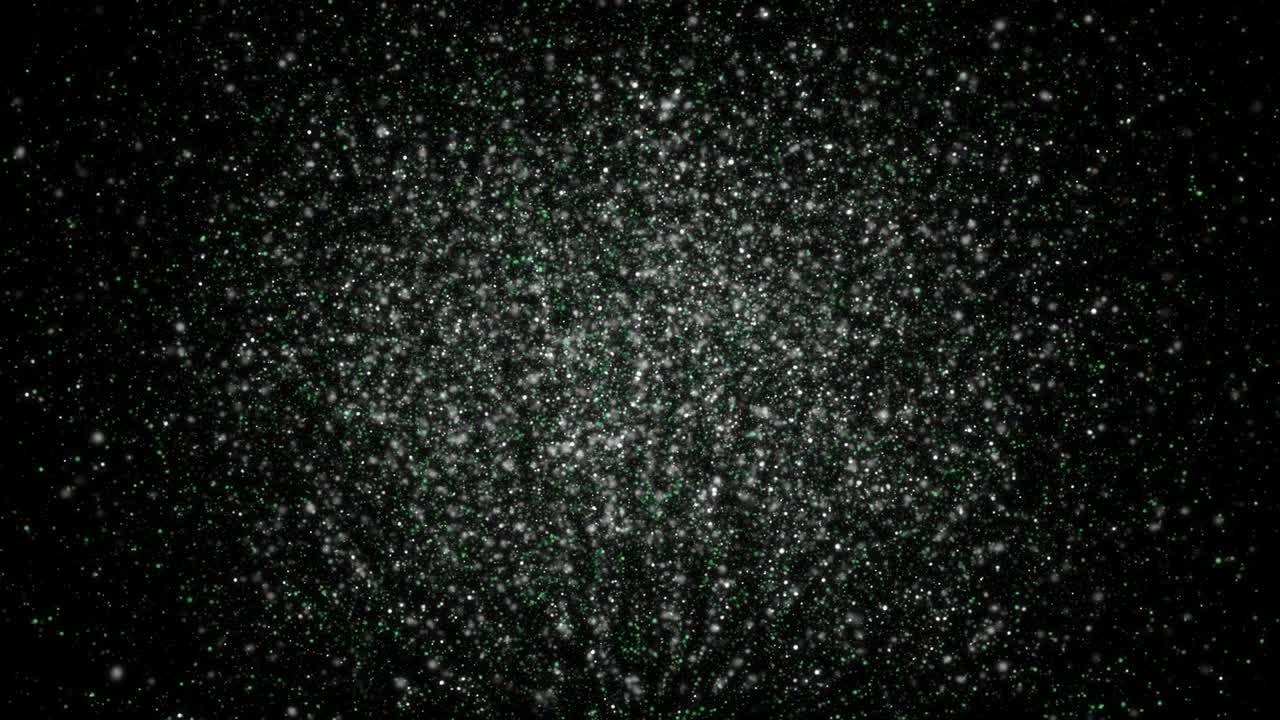 particelle di cotone polvere verde e bianca video stock 4k