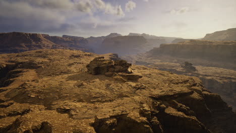 breathtaking sunset over a vast canyon landscape at twilight