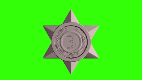 spinning bronze star trophy on green screen background 4k footage