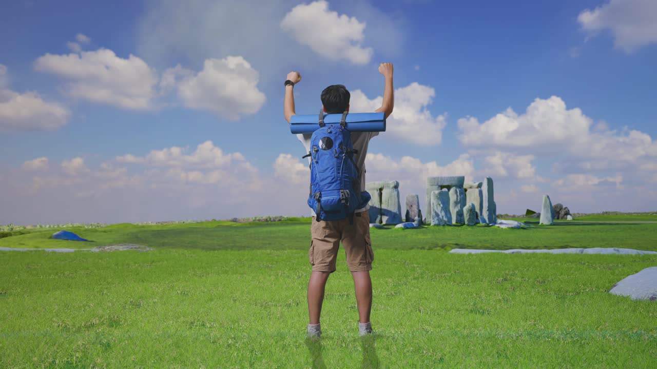 Happy Traveler at Stonehenge