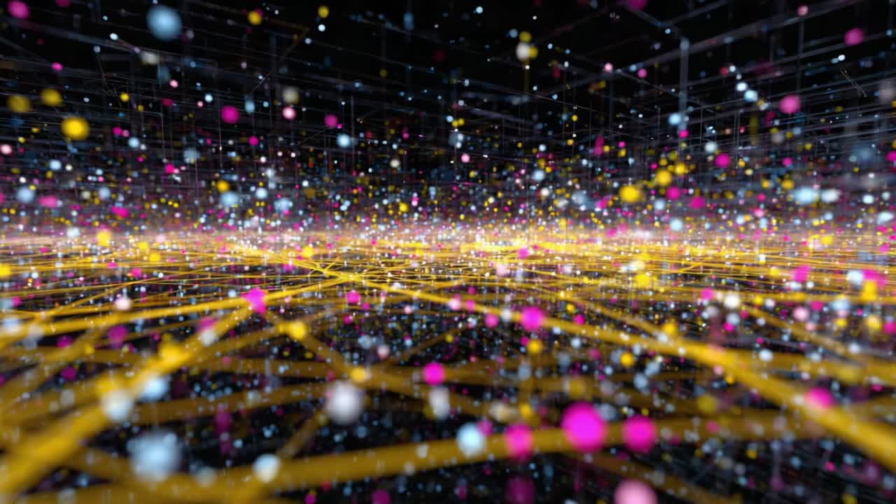 A Vibrant Abstract Display of Colorful Particles and Lines Creating a Dynamic Digital Environment Filled with Energy and Movement