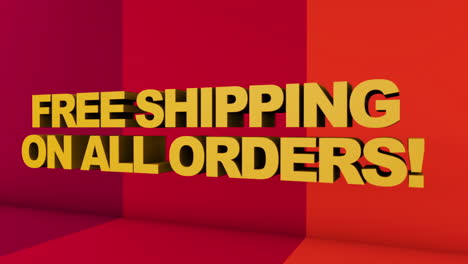 a full screen 3d rendered graphic using cinema 4d of 3d text &quot;free shipping on all orders