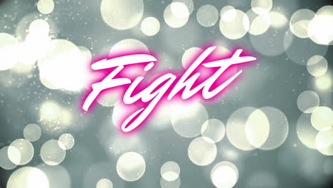 animación del texto de neón de lucha sobre las luces de los puntos