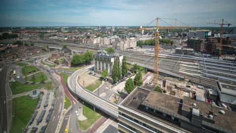 Timelapse recording of the area around the central railway station of Utrecht, the Netherlands during summertime.