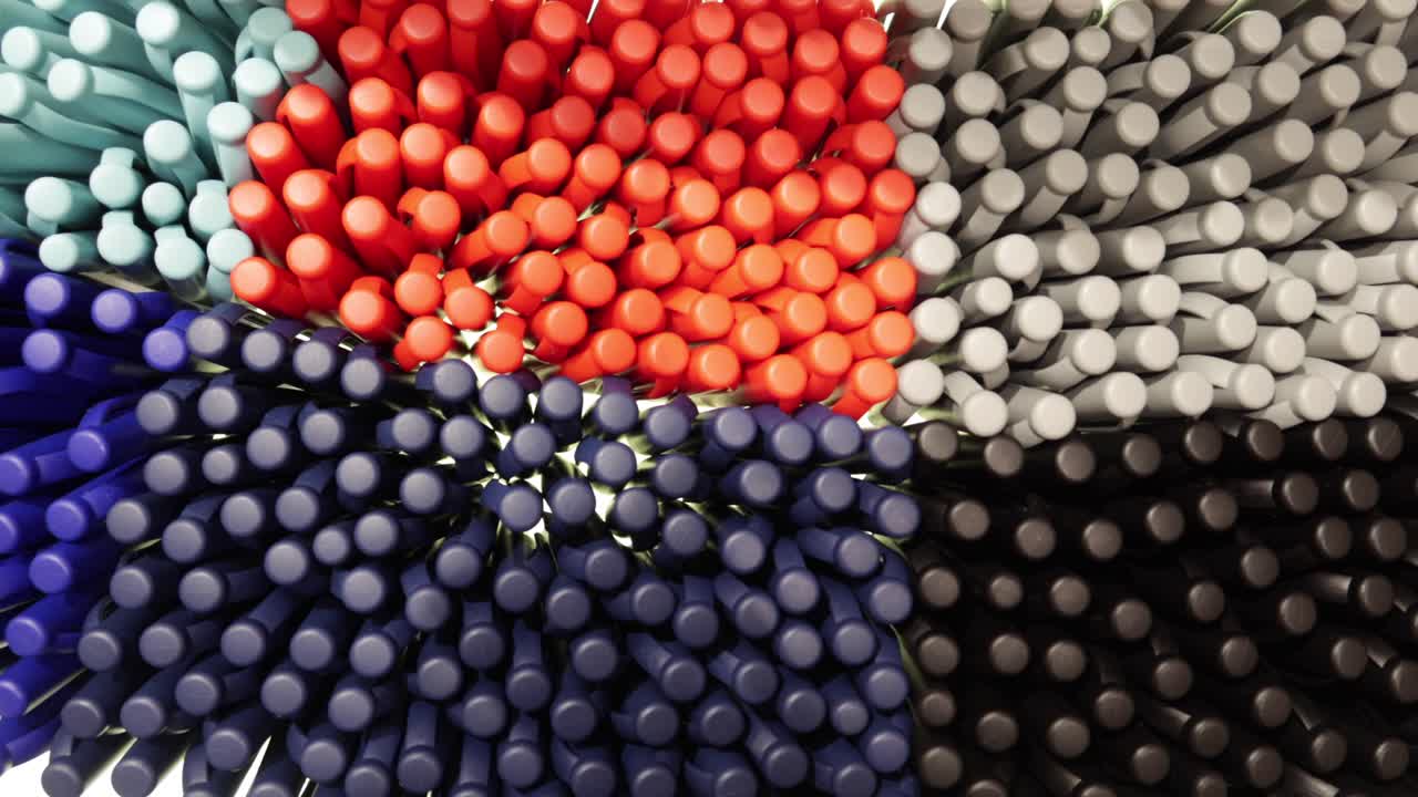 다양한 펜을 대량으로 전시합니다.