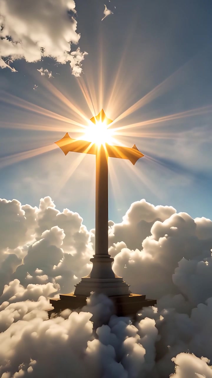 Sfondo per Adorazione 4K: Croce Cristiana e Luce Celeste