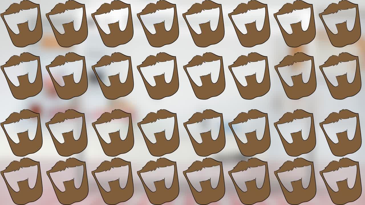 흐릿한 배경 위에서 움직이는 갈색 수염의 애니메이션