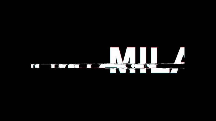 MILAN Glitch Effect Text Digital TV Distortion 4K Loop Animation