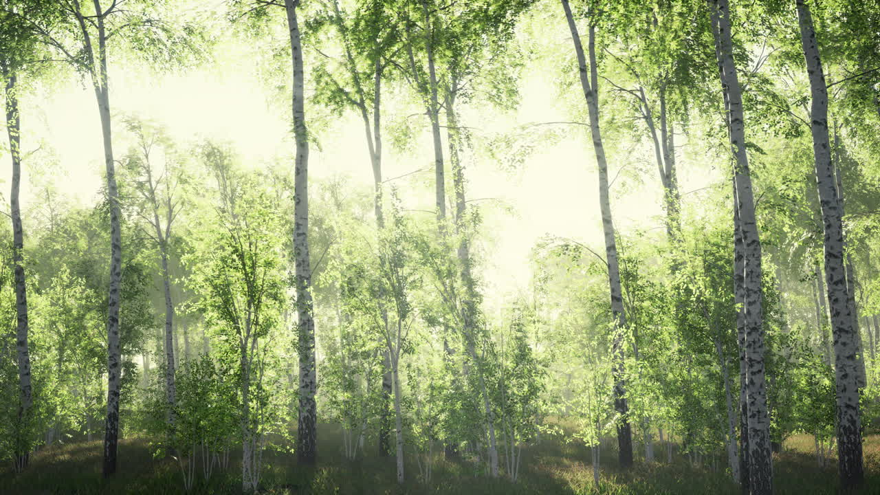 white birch grove in spring