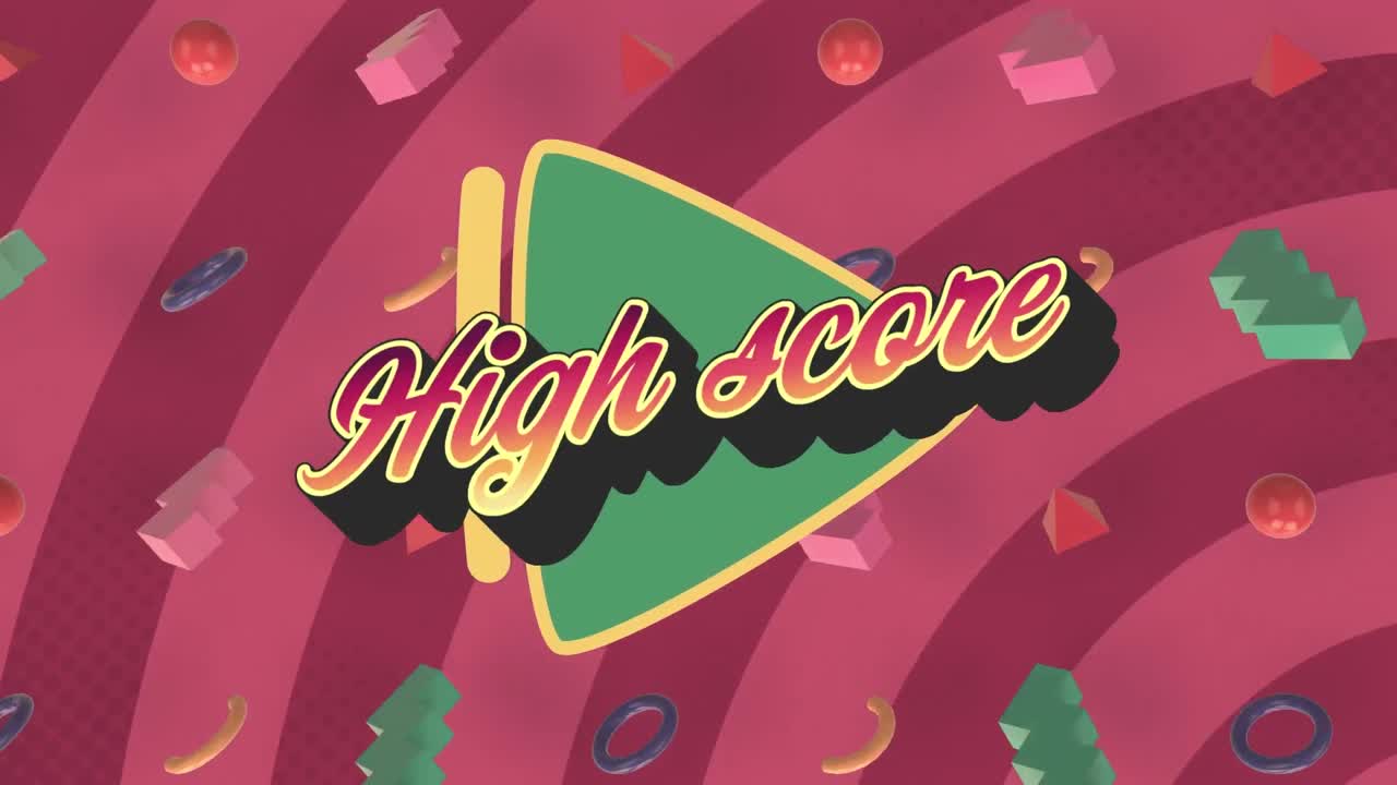 모양 위에 높은 점수 텍스트의 애니메이션