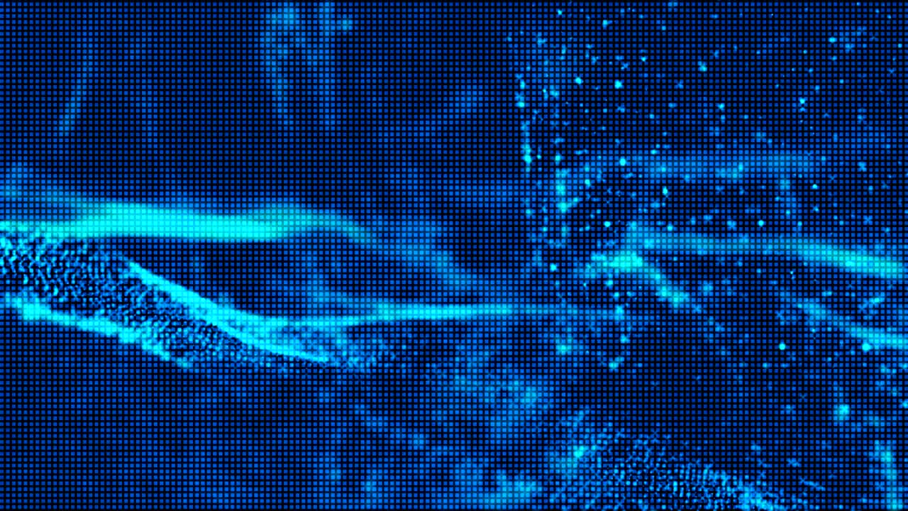 partículas digitales de onda y movimiento de cuadrícula ambiente abstracto fondo