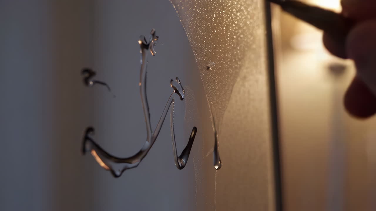 Hand Drawing an Anchor on a Misted Window