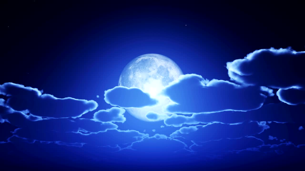 nubes en el cielo nocturno de luna llena 4k