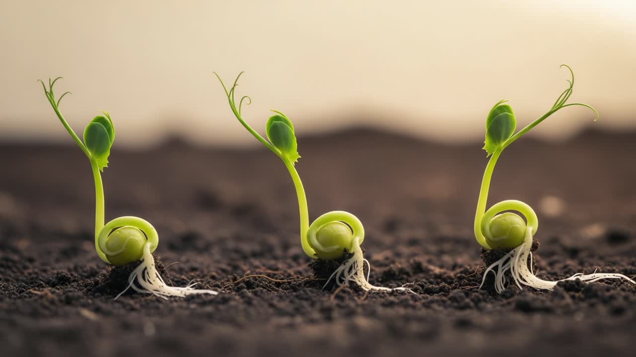 The Growth Journey of Seedlings Emerging from Soil: A Time-Lapse Perspective on Nature's Wonders and the Transformation of Plant Life