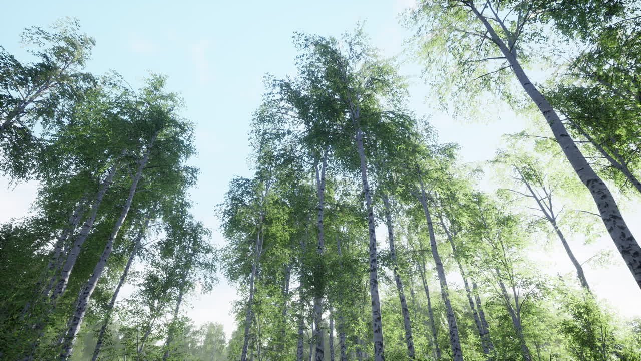 First spring greens in birch grove