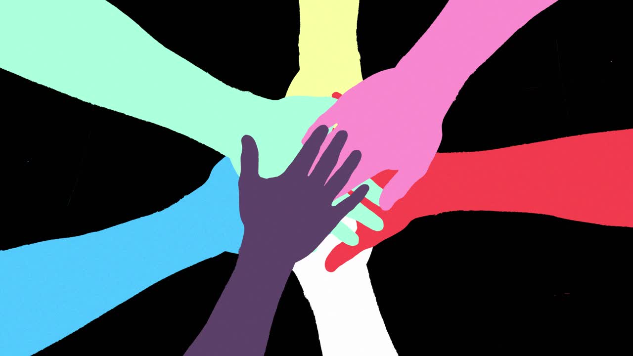 Team Of Diverse People Put Hands Together