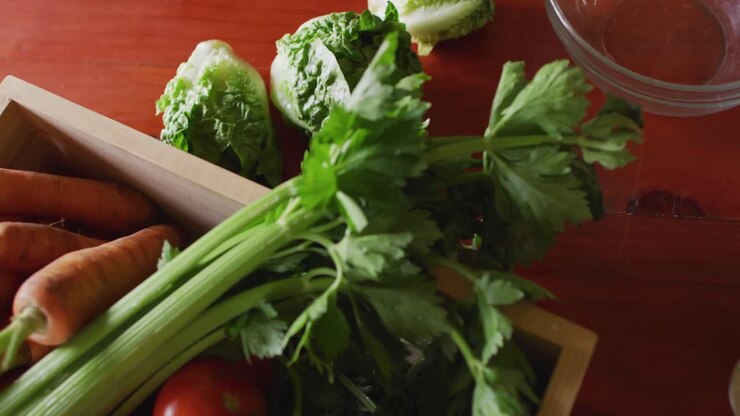 Close up of countertop in kitchen with vegetables