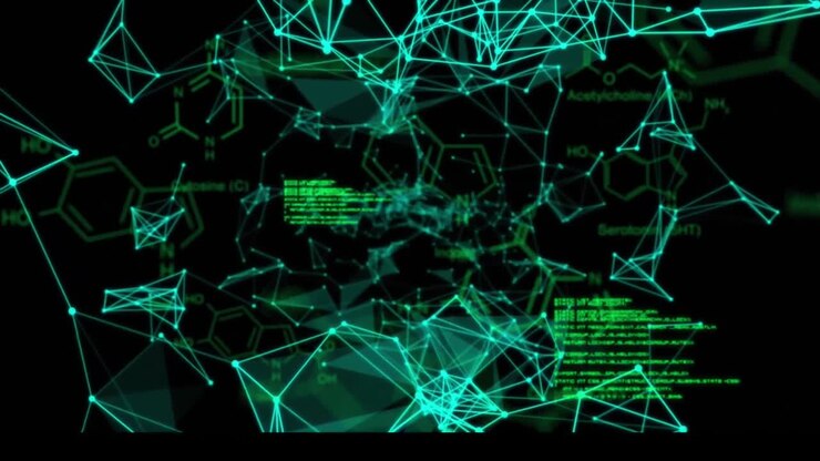 Animation of network of connections and scientific data processing