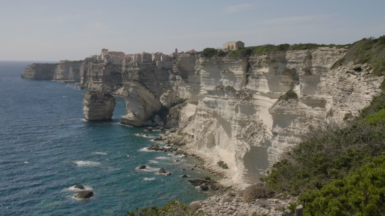 Bonifacio Corsica coastline Cliffside panorama Mediterranean Sea Coastal limestone Landscape
