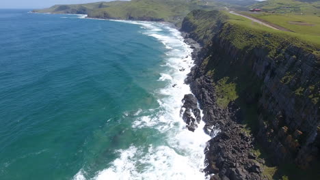 aerial flying along coast in east london south africa