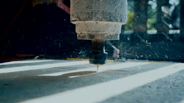 Legno tagliato automaticamente da computer CNC, primo piano.