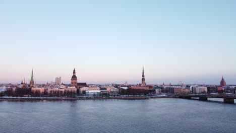 establishing shot of panorama view of riga, latvia