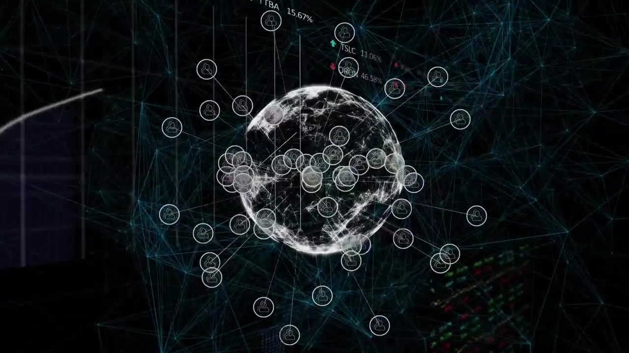 Animation of globe over network of connections