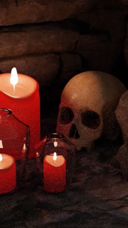 still life with skull and candles