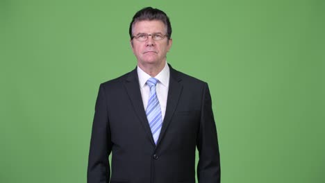 senior handsome businessman gesturing stop
