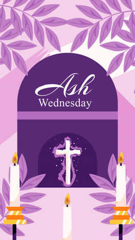 motion graphic of flat vertical poster template for religious ash wednesday celebration