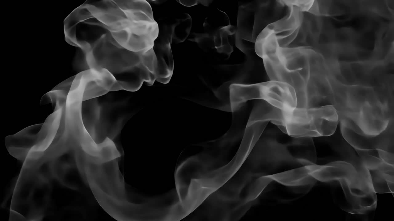 Abstract swirling white smoke art animated overlay, transparent 4K video, alpha channel, ProRes 4444