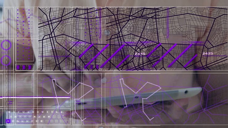 Animation of data processing over biracial man using tablet