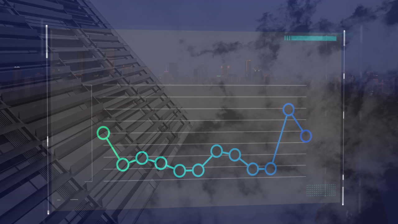 animación del procesamiento de datos sobre el paisaje urbano
