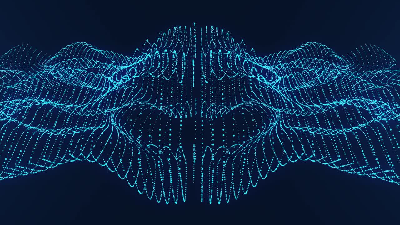 Wavy Particle Surface On Black Background