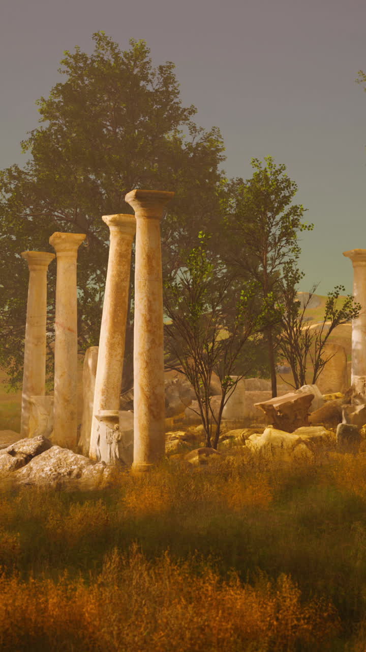 antiguas ruinas en un campo cubierto de hierba