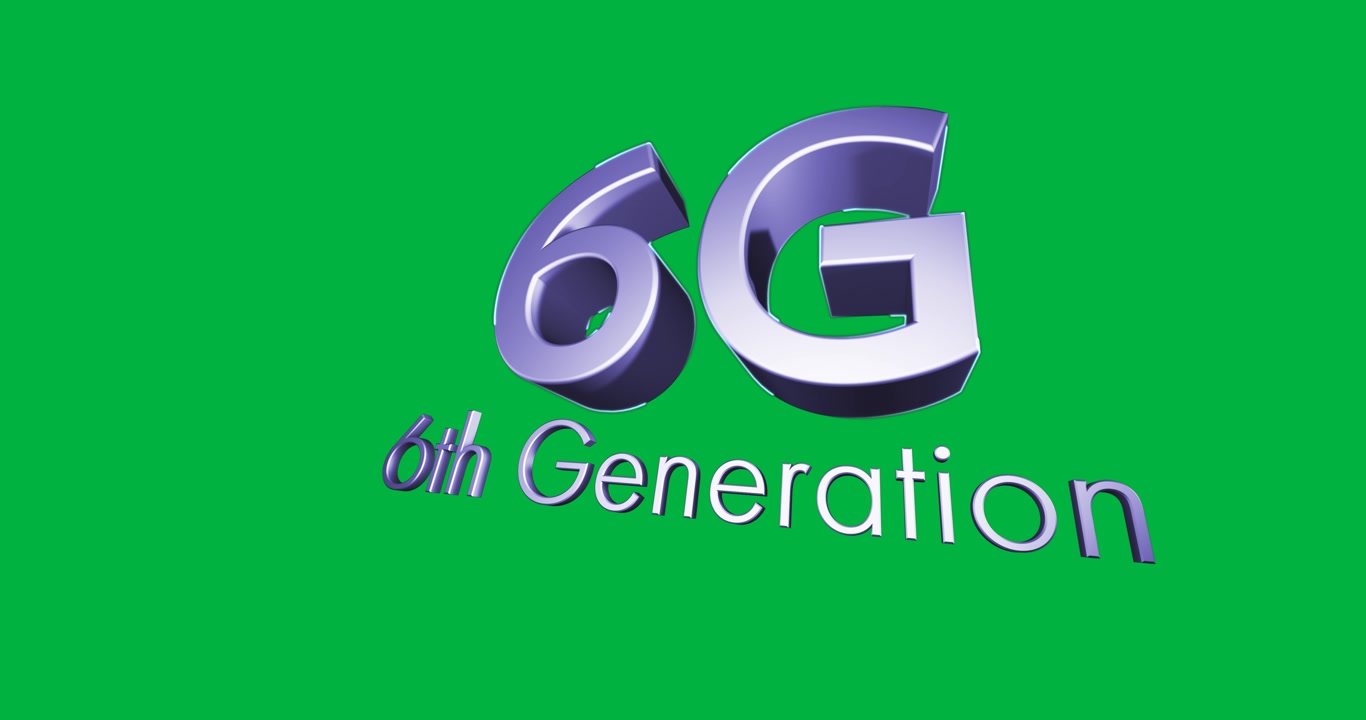 Animation of 6g 6th generation text in purple letters on white background