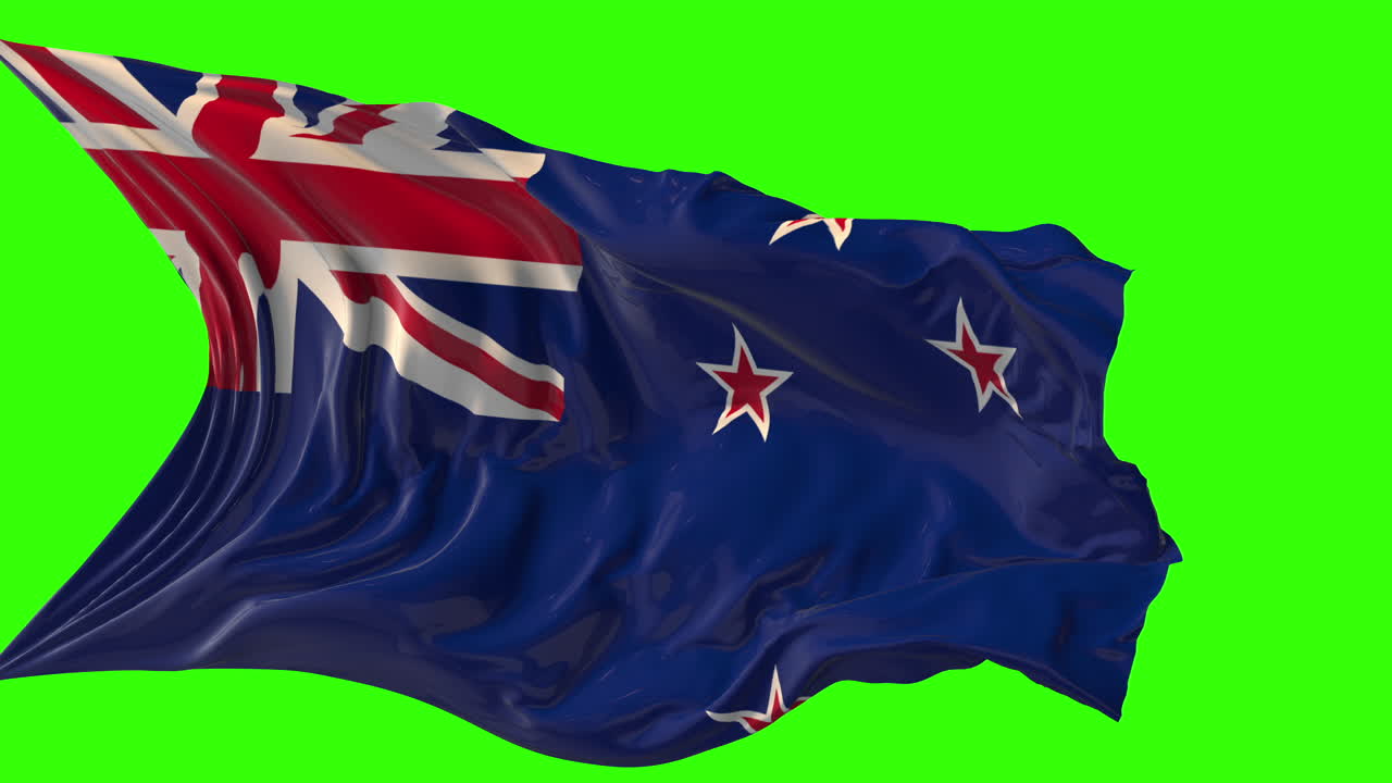 New Zealand Flag Waving on Green Screen