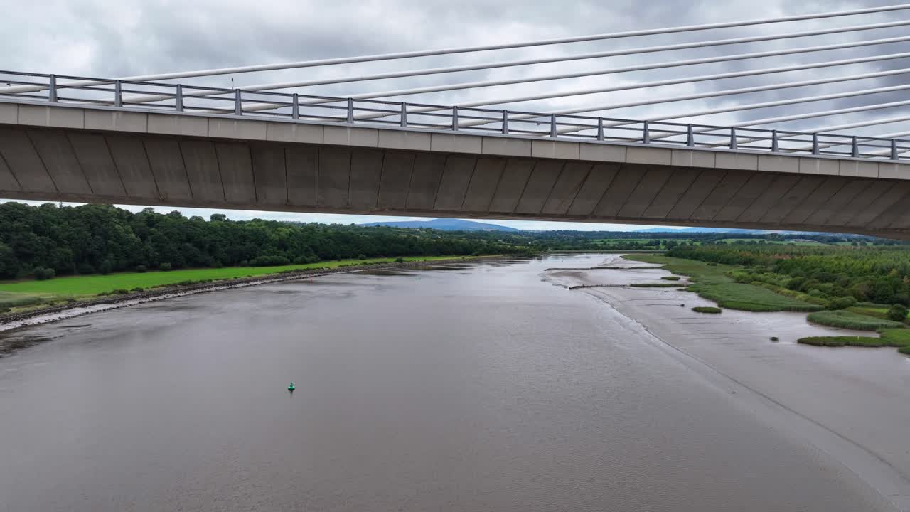 Ireland epic locations flying under Rose Fitzgerald Kennedy Bridge with The Barrow River Below