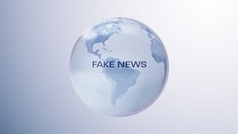 animation of words fake news written with globe in background